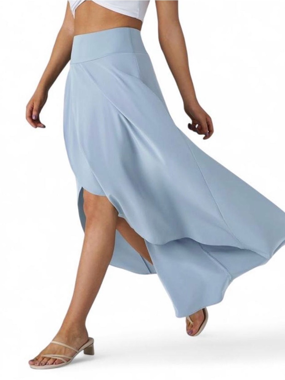 Halara Skirt Sz L “Breezeful” High Waisted High Low Ruffle Flowy Quick Dry